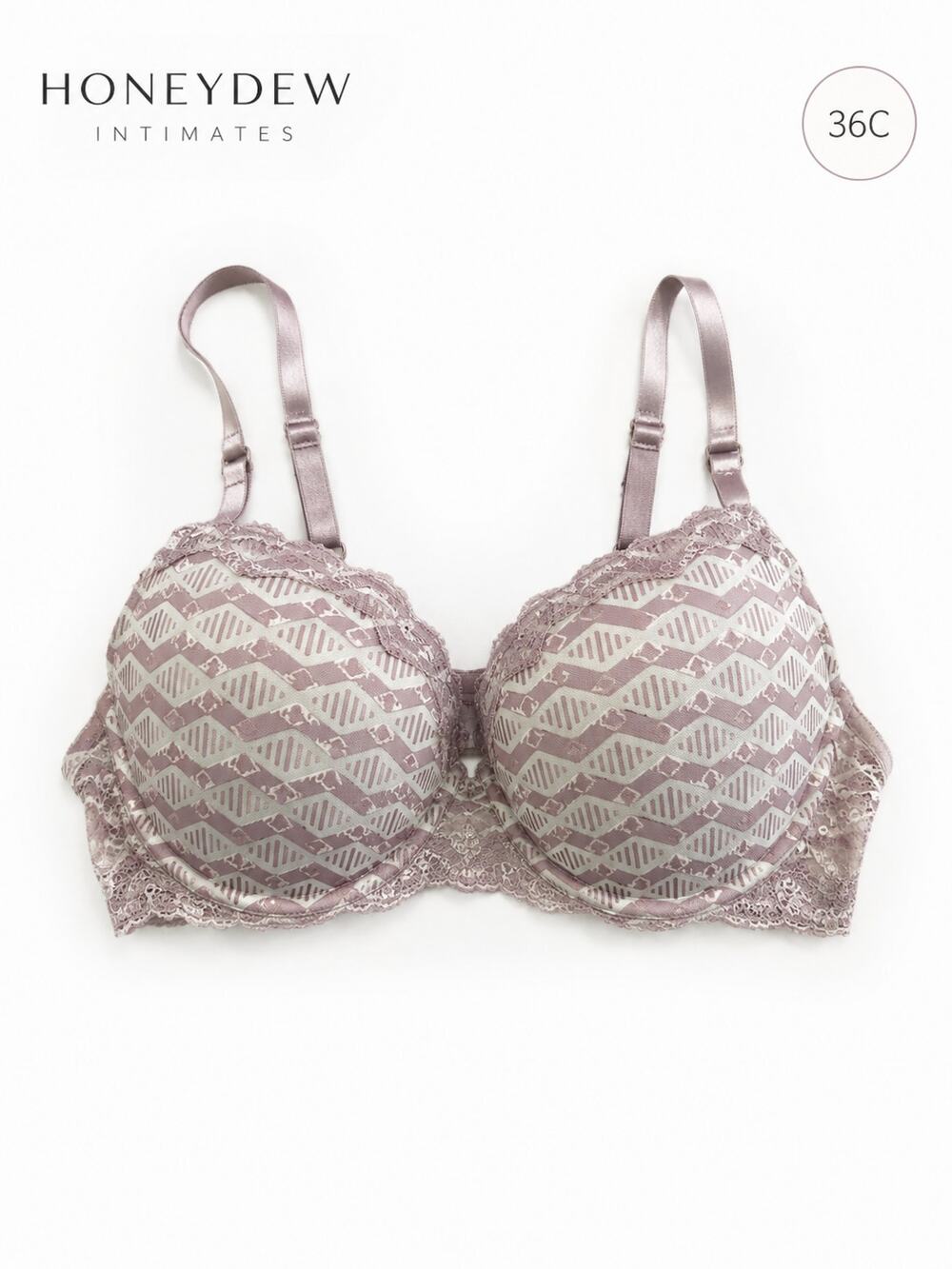 Honeydew Intimates Bra 36C Dusty Lavender Padded Lace Adjustable Straps
